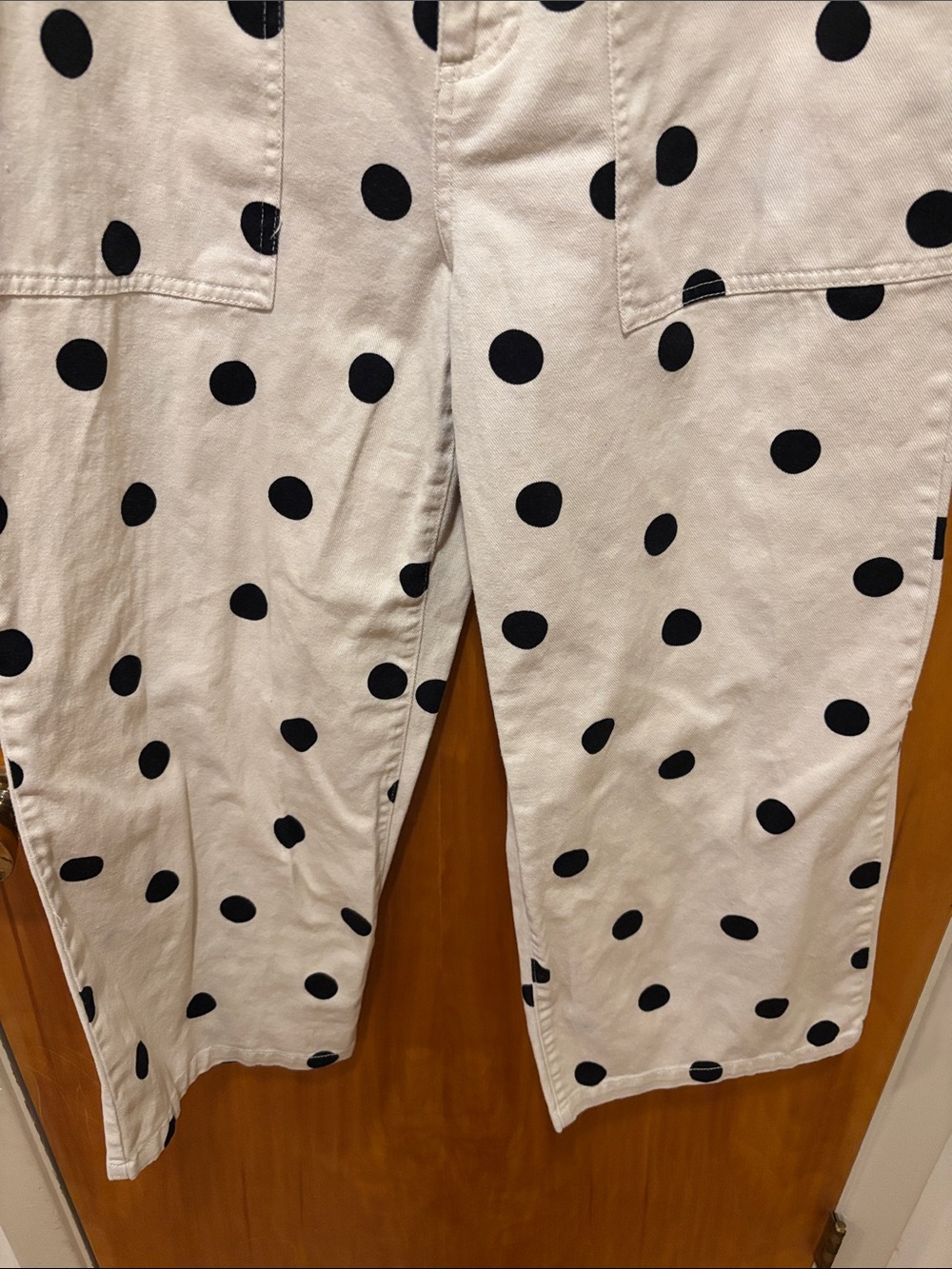 Who What Wear Cream Wide-Leg Pants with Black Polka Dots - Picture 4 of 6